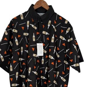 Titos Handmade Vodka Button Up Short Sleeve Shirt Mens All Over Print Large NWT